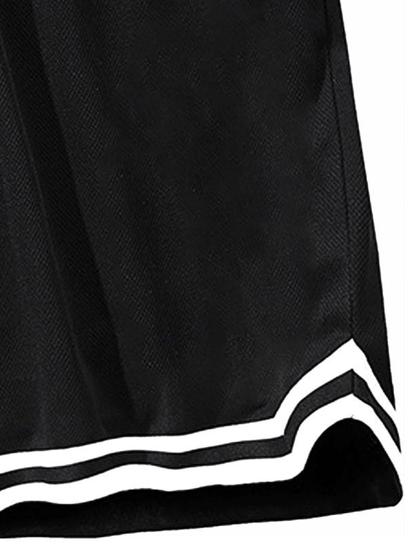 Men'S Loose Striped Trim Drawstring Waist Track Shorts, Casual Loose Quick Dry Shorts for Summer Outdoor Basketball Fitness