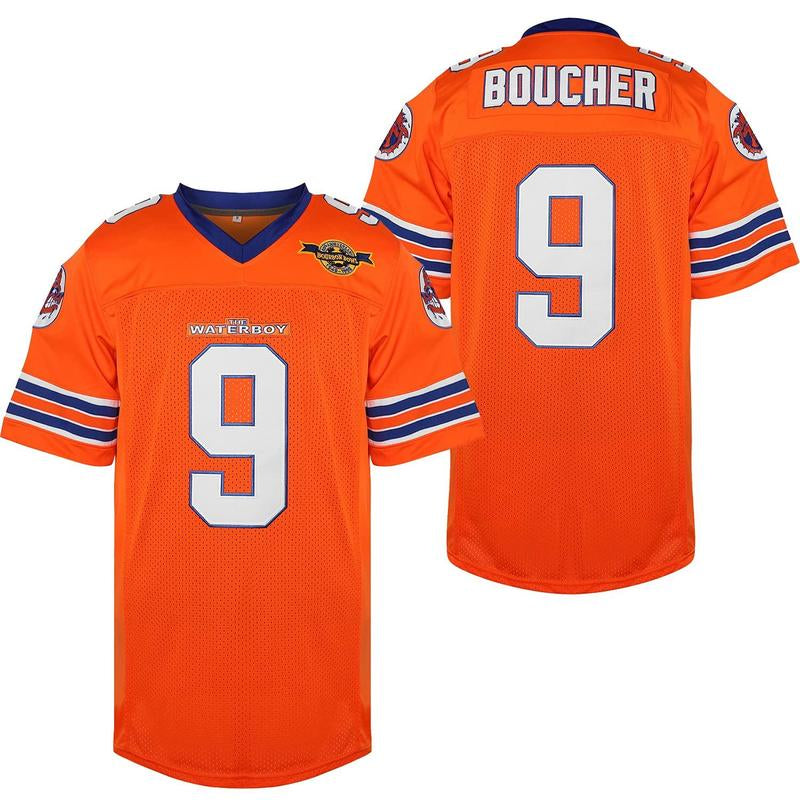 Bobby Boucher #9 the Waterboy Adam Sandler Movie Mud Dogs Bourbon Bowl 50Th Anniversary Movie Football Jersey