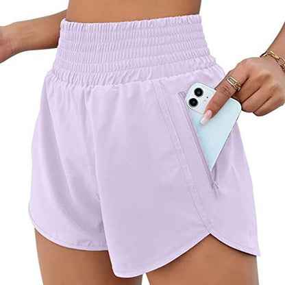 Women'S Athletic Shorts High Waisted Running Shorts Pocket Sporty Short Gym Elastic Workout Shorts