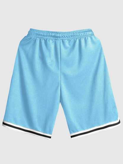 Men'S Loose Striped Trim Drawstring Waist Track Shorts, Casual Loose Quick Dry Shorts for Summer Outdoor Basketball Fitness